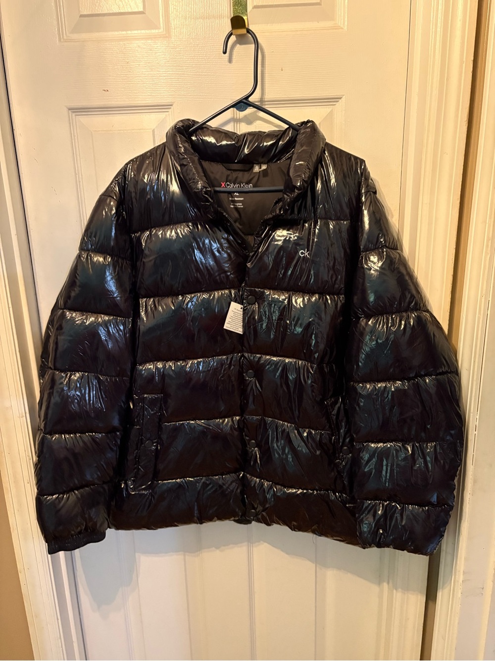 Calvin Klein Glossy Dark Navy Puffer Jacket